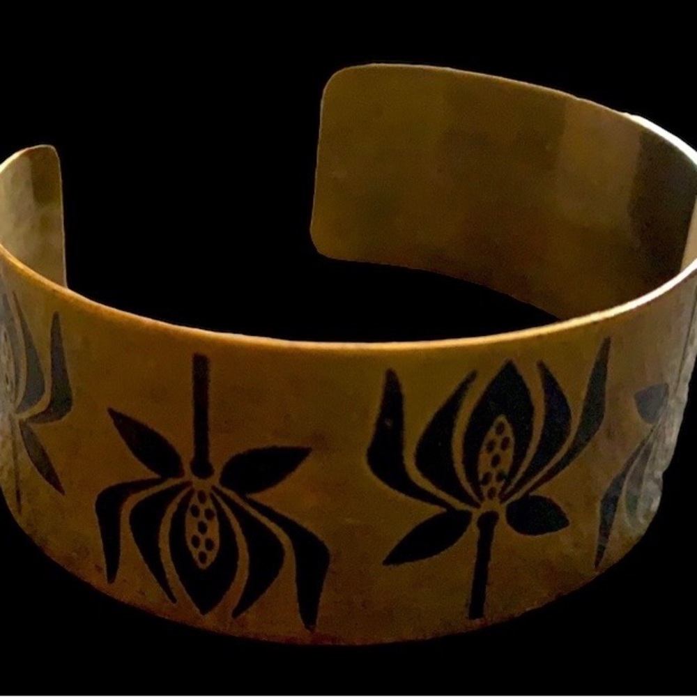 Solid Brass India Cuff Bracelet Bohemian Boho Jew… - image 2